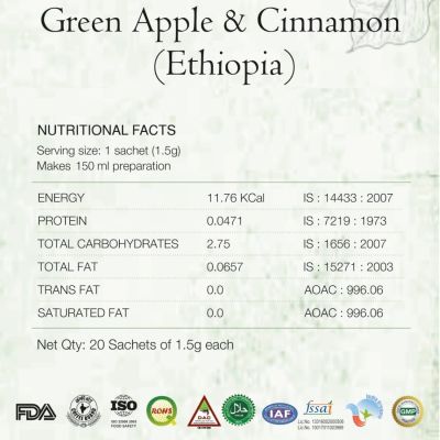 Greenbrrew: Instant Green Coffee - Green Apple & Cinnamon - 20 Sachets