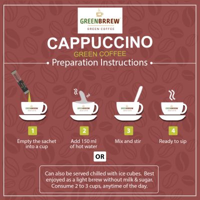 Greenbrrew: Instant Green Coffee - Cappuccino - 20 Sachets
