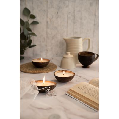 Thenga: Coconut Shell Eco-Friendly Candle/Diya - Set of 2