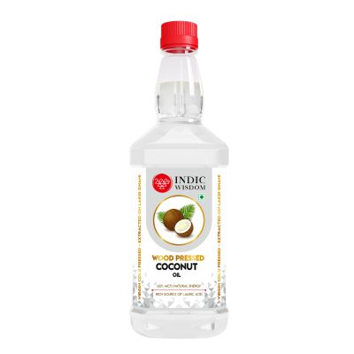 Indic Wisdom: Wood Pressed Virgin Coconut Oil 1 Liter (Cold Pressed Coconut Oil - Extracted on Wooden Churner)