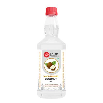 Indic Wisdom: Wood Pressed Virgin Coconut Oil 500 ml (Cold Pressed Coconut Oil - Extracted on Wooden Churner)