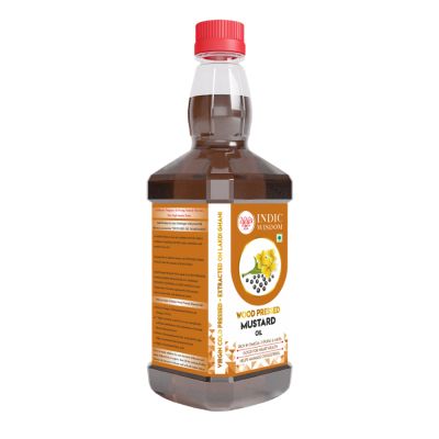 Indic Wisdom: Wood Pressed Mustard Oil 500 ml (Cold Pressed Mustard Oil - Extracted on Wooden Churner)