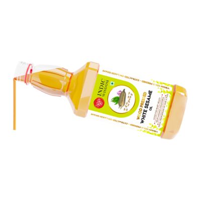 Indic Wisdom: Wood Pressed White Sesame Oil 500 ml (Cold Pressed White Sesame Oil - Extracted on Wooden Churner)