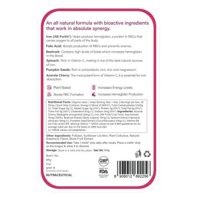 Wellbeing Nutrition: Nano Iron Melts - 30 Oral Strips