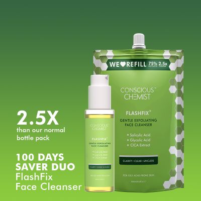 Conscious Chemist: Salicylic Acid Face Wash For Oily Acne Prone Skin with Glycolic Acid & CICA Extrac For Glowing & Radiant Skin -Super Saver Pack