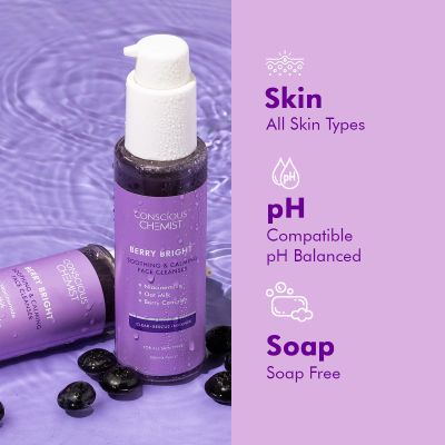 Conscious Chemist: Pore Refining Brightening Face Wash with Niacinamide, BlueBerry & AcaiBerry Extracts -Super Saver Packl