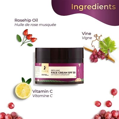 Pilgrim: Red Vine Face Cream with SPF 30 Sunscreen - 50gm