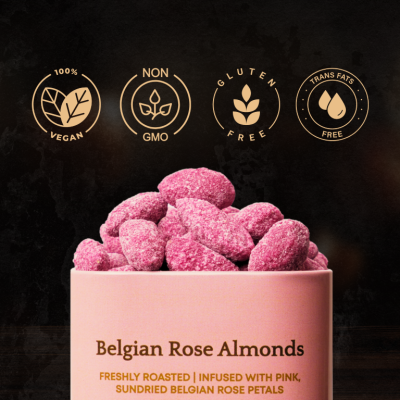 Nutki: Belgian Rose Almonds - Tin - 150gm