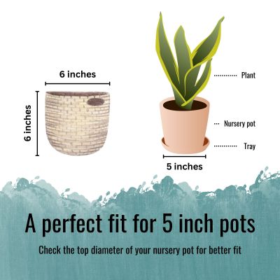 Greenkin: Eco-Friendly Rose Pink & Mustard Yellow Cotton Planters - Pack of 2 (6 inches each)