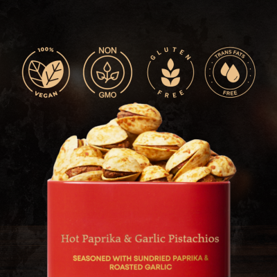 Nutki: Mini Gourmet Treat (Garlic & Paprika Pistachios) - 35gm