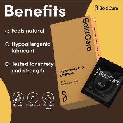 Bold Care: Ultra Thin Long Last Condoms  - Lubricated -  Pack Of 10
