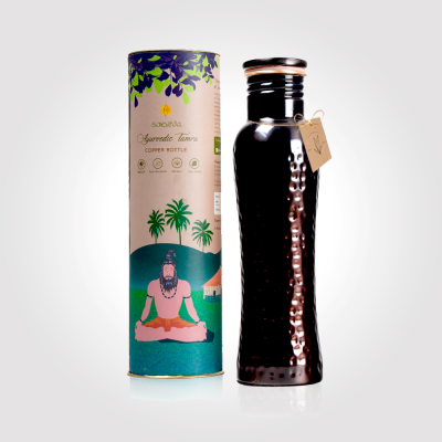 Sarveda: Sarveda Curved Vintage Hammered Water Bottle - 1 Litre