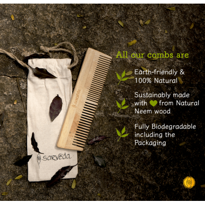 Sarveda: NeemWood Comb Combo of 3 - Straight - Handle & Pocket Size