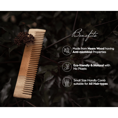 Sarveda: NeemWood Comb Combo of 3 - Straight - Handle & Pocket Size