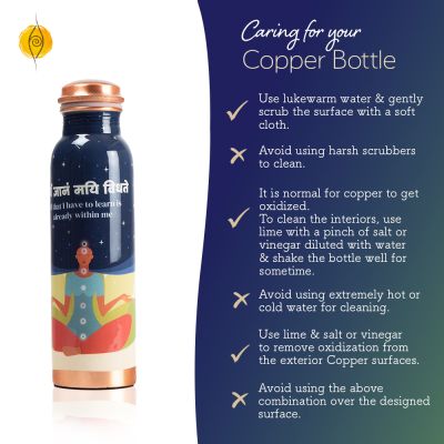 Sarveda: Copper Water Bottle - Blue Meditation - 1 Litre