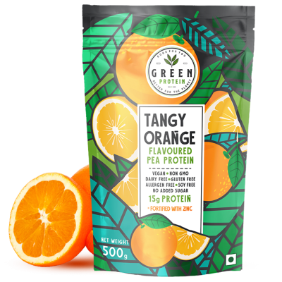 Green Protein: Tangy Orange Flavoured Pea Protein Pouch - 500gm