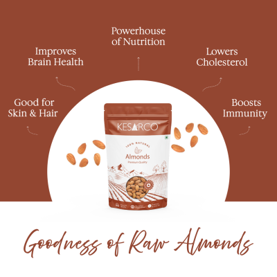 KesarCo: Premium Raw California Almonds - Pack of 2 (200gm each)