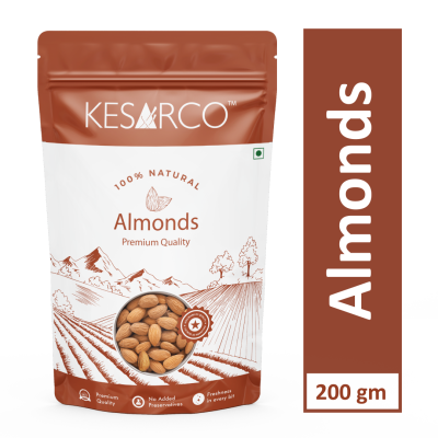 KesarCo: Premium Raw California Almonds - Pack of 2 (200gm each)