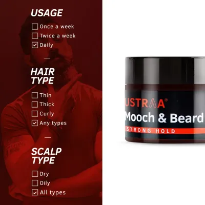 Ustraa: Beard & Mooch Wax - Strong Hold - 50gm