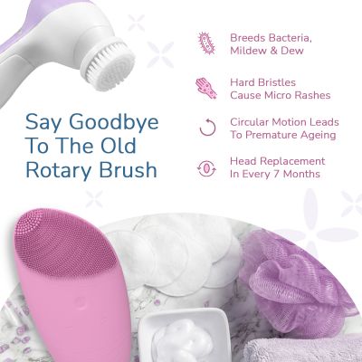 Caresmith: Battery Powered Sonic Massager Brush For Facial Cleansing - Pink Taffy