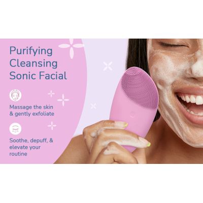 Caresmith: Battery Powered Sonic Massager Brush For Facial Cleansing - Pink Taffy