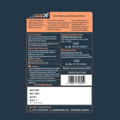 Proathlix: Omega 3 Fish Oil Softgels - 60 Capsules