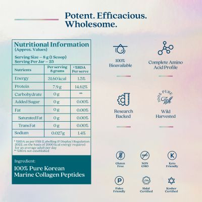 Wellbeing Nutrition: Pure Korean Marine Collagen Peptides - Unflavoured - Pack of 2(200gm each)