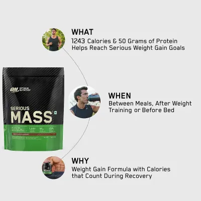 Optimum Nutrition: Serious Mass Weight Gainer Powder - 1kg - Chocolate