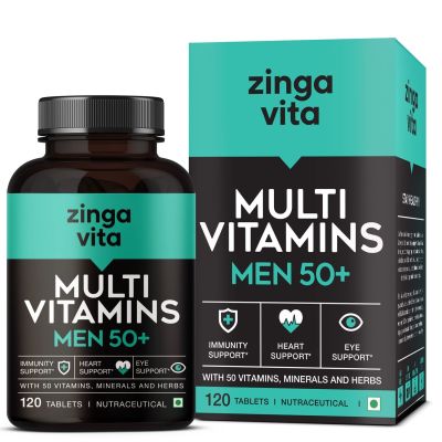 Zingavita: Multivitamin for Men 50+ Age with 50 Vitamins, Minerals, L-Arginine, Ginseng - 120Tablets