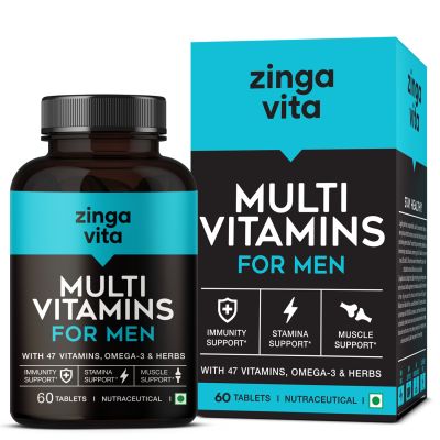 Zingavita: Multivitamin Tablets for Men with 41 Essential Vitamins, Strengthen Bones - 60 Tablets
