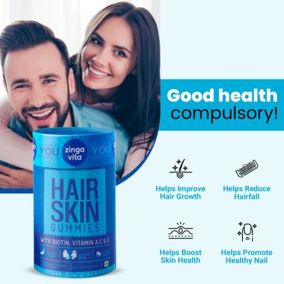 Zingavita: Hair & Skin Gummies with Biotin, Vitamin A, C & E - 30 Gummies