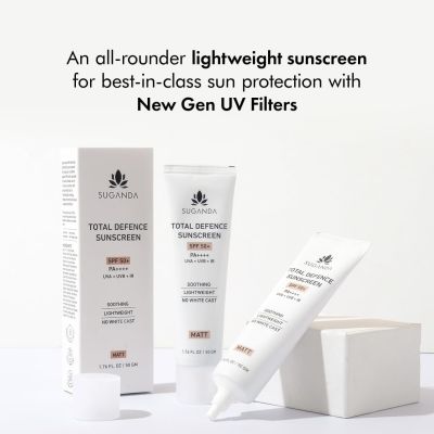 Suganda: Total Defence Sunscreen SPF 50 PA++++ for UVA, UVB & IR Protection & No White Cast - 50g