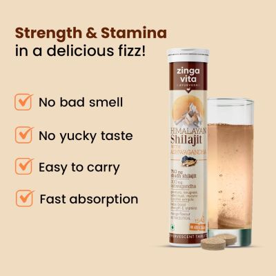 Zingavita: Shilajit Effervescent Tablets 750 mg with Ashwagandha extract - 15Tablets