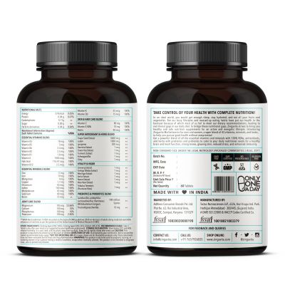 Zingavita: Multivitamin with Probiotics, Prebiotics, Vitamin B12, C, D, E, Zinc & Biotin - 120Tablets