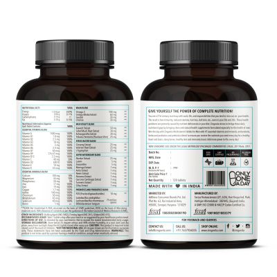 Zingavita: Multivitamin for Men with 41 Vitamins and Omega 3, for Strength & Immunity - 120 Tablets