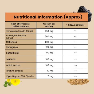 Zingavita: Shilajit Effervescent Tablets 750 mg with Ashwagandha extract - 15Tablets