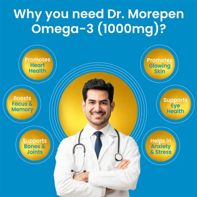 Dr. Morepen: Omega 3 Deep Sea Fish oil for Heart, Brain & Joints, 1000 mg| 60 Softgel