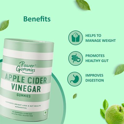 Power Gummies: Apple Cider Vinegar Gummies for Managing Weight with Green Apple Flavour-60 gummies