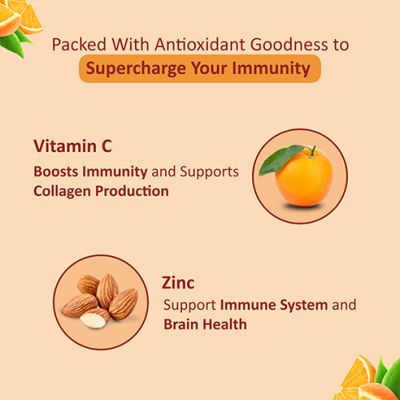Power Gummies: Vitamin C & Zinc -Boosts Immunity Booster with Orange Flavour-30 gummies