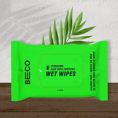 Beco: Bamboo Multi Use 25 Wet Wipes - Natural & Eco-friendly Enriched with Aloe Vera (Pack of 2)