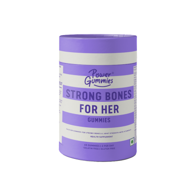 Power Gummies: Strong Bones for Her-Vitamin D3 & Calcium with Strawberry Flavour-60 gummies