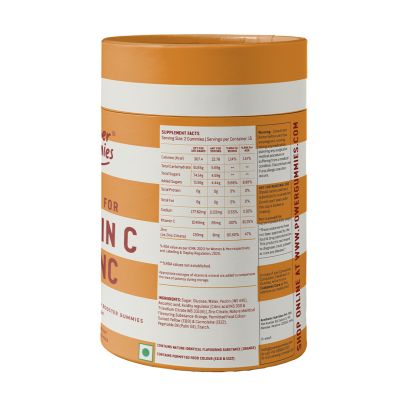 Power Gummies: Vitamin C & Zinc -Boosts Immunity Booster with Orange Flavour-30 gummies