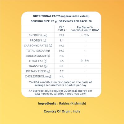 Farmley: Premium Raisin Long Farmley Standee Pouch 500 g