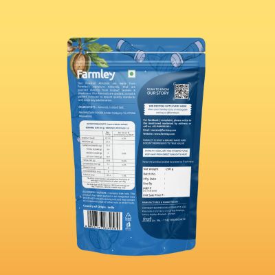 Farmley: Roasted & Salted Almonds Farmley Standee Pouch 200 g