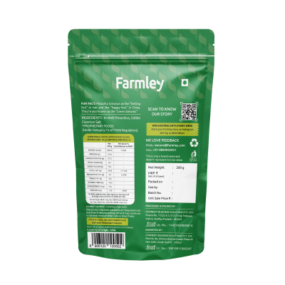Farmley: Premium California Roasted & Salted Pistachios Farmley Standee Pouch 200 g
