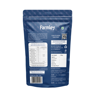 Farmley: Premium W320 Cashew Farmley Standee Pouch 500 g