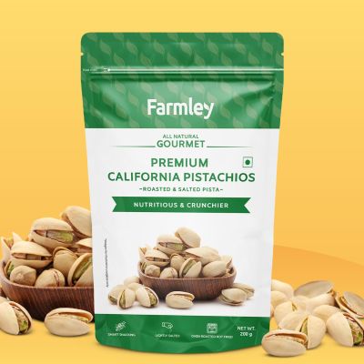 Farmley: Premium California Roasted & Salted Pistachios Farmley Standee Pouch 200 g