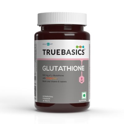 TrueBasics: Glutathione with Nutroxsun, Biotin & Vitamin E, 30 Glutathione Tablets