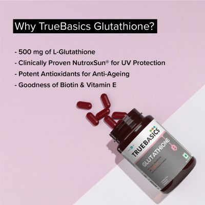 TrueBasics: Glutathione with Nutroxsun, Biotin & Vitamin E, 30 Glutathione Tablets