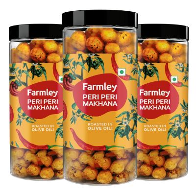 Farmley: Roasted & Flavored Makhana - Peri Peri Farmley Jar (83g each)- Pack of 3